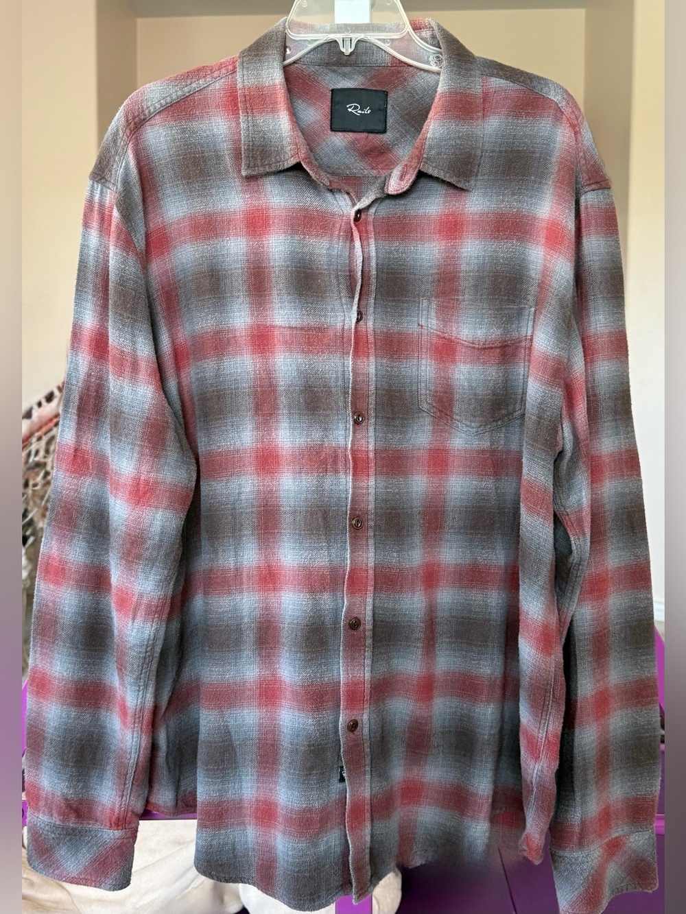 Rails Brushed Lennox Flannel Shirt Raven Garnet XL
